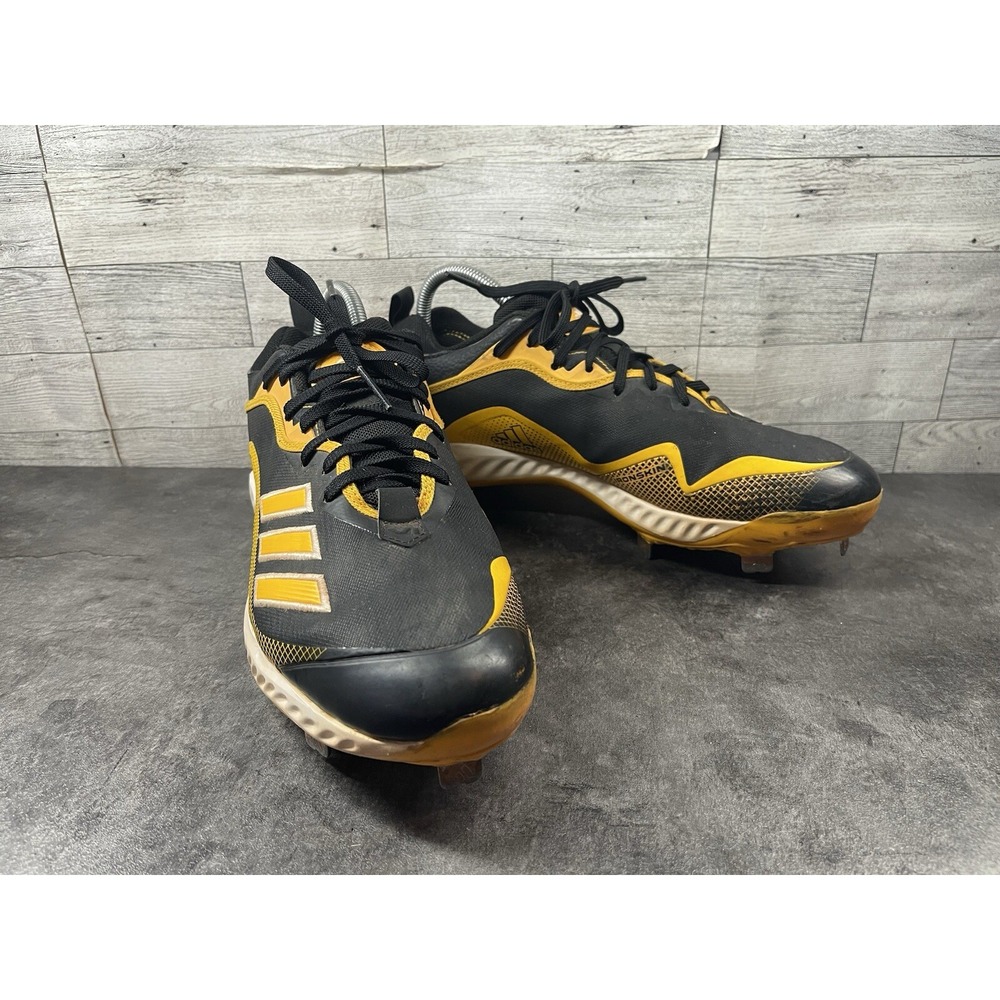 Adidas Icon 6 Bounce Ironskin Baseball Cleats Men 10M Shoes Yellow Metal Spikes